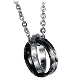 Maxbell Stainless Steel His&Hers Crystal Ring Pendant Necklace Jewelry Black