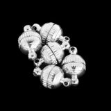 Maxbell 5 Sets Round Ball Brass Magnetic Clasps Jewelry Finding Silver