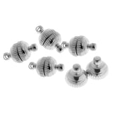 Maxbell 5 Sets Round Ball Brass Magnetic Clasps Jewelry Finding Silver