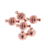 Maxbell 5 Sets Round Ball Brass Magnetic Clasps Jewelry Finding Rose Gold