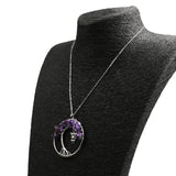 Maxbell Tree of Life Owl Pendant Wire Wrapped Gemstone Jewelry Amethyst