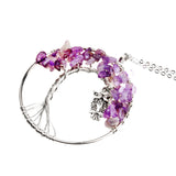 Maxbell Tree of Life Owl Pendant Wire Wrapped Gemstone Jewelry Amethyst