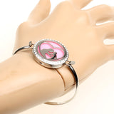 Maxbell Crystal Double Heart Mom Baby Bangle Aromatherapy Essential Oil Bracelet