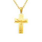 Maxbell Stainless Steel Cuban Jesus Cross  Chain Link Pendant Necklace F 39X20mm