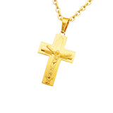 Maxbell Stainless Steel Cuban Jesus Cross  Chain Link Pendant Necklace F 39X20mm