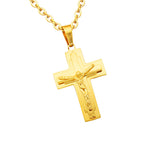 Maxbell Stainless Steel Cuban Jesus Cross  Chain Link Pendant Necklace F 39X20mm