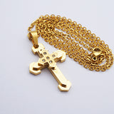 Maxbell Stainless Steel Cuban Jesus Cross  Chain Link Pendant Necklace E 36X20mm