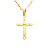 Maxbell Stainless Steel Cuban Jesus Cross  Chain Link Pendant Necklace D 38X20mm
