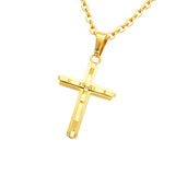 Maxbell Stainless Steel Cuban Jesus Cross  Chain Link Pendant Necklace D 38X20mm