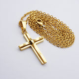 Maxbell Stainless Steel Cuban Jesus Cross  Chain Link Pendant Necklace D 38X20mm