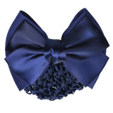 Maxbell Women Lady Bowknot Hair Clip Cover Bun Snood Net Hair Accessory Blue