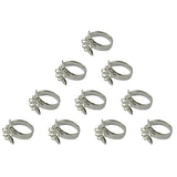 Maxbell 10pcs Adjustable Brass 6 Blank Round Loops Rings Jewelry DIY Making Silver