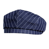 Maxbell Adult Beret Chef Hat Cooker Cap Waiter Baker Cater Head Wrap Stripes Blue