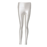 Maxbell Women Skinny Leggings Wet Look Faux Leather Leggings PU Pants Trousers M White