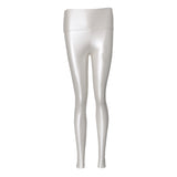 Maxbell Women Skinny Leggings Wet Look Faux Leather Leggings PU Pants Trousers M White