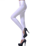 Maxbell Women Skinny Leggings Wet Look Faux Leather Leggings PU Pants Trousers M White