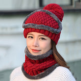 Maxbell Women Winter Knitted Protection Ear cap Rider Beanie Hat  Red