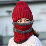 Maxbell Women Winter Knitted Protection Ear cap Rider Beanie Hat  Red