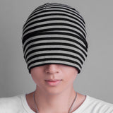 Maxbell Mens Oversized Beanie Cotton Hat Turban Head Wrap Sleep Cap Striped