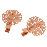 Maxbell 10 Vintage DIY Hair Clips Barrettes Pins Grips with Teeth Flower Rose Gold