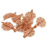 Maxbell 10 Vintage DIY Hair Clips Barrettes Pins Grips with Teeth Flower Rose Gold