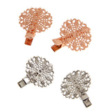 Maxbell 10 Vintage DIY Hair Clips Barrettes Pins Grips with Teeth Flower Rose Gold