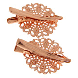 Maxbell 10 Vintage DIY Hair Clips Barrettes Pins Grips with Teeth Flower Rose Gold