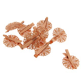 Maxbell 10 Vintage DIY Hair Clips Barrettes Pins Grips with Teeth Flower Rose Gold