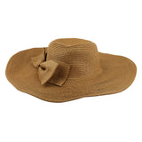 Maxbell Bohemian Bowknot Summer Sun Floppy Hat Straw Beach Wide Large Brim Cap Khaki