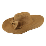 Maxbell Bohemian Bowknot Summer Sun Floppy Hat Straw Beach Wide Large Brim Cap Khaki