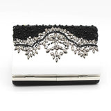 Maxbell PU Leather Diamante Bead Evening Handbag Clutch Party Purse Chain Bag