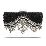 Maxbell PU Leather Diamante Bead Evening Handbag Clutch Party Purse Chain Bag