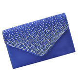 Maxbell Womens Satin Diamante Clutch Shouler Bag Evening Bridal Handbag Royal Blue