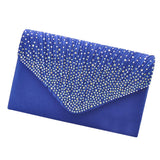 Maxbell Womens Satin Diamante Clutch Shouler Bag Evening Bridal Handbag Royal Blue