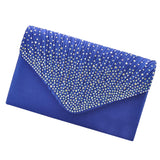 Maxbell Womens Satin Diamante Clutch Shouler Bag Evening Bridal Handbag Royal Blue