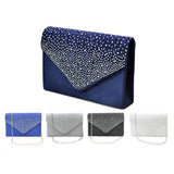 Maxbell Womens Satin Diamante Clutch Shouler Bag Evening Bridal Handbag Royal Blue