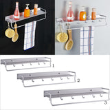 Maxbell Aluminum Bathroom Shelves Towel Rack Multi Uses Kitchen Rack 4 hooks