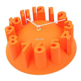 Maxbell Modern 3D Wall Clock Kitchen Living Clock Decal Sticker Carved Battery Power Orange