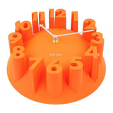 Maxbell Modern 3D Wall Clock Kitchen Living Clock Decal Sticker Carved Battery Power Orange