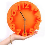 Maxbell Modern 3D Wall Clock Kitchen Living Clock Decal Sticker Carved Battery Power Orange