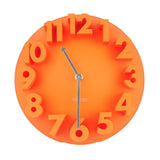 Maxbell Modern 3D Wall Clock Kitchen Living Clock Decal Sticker Carved Battery Power Orange