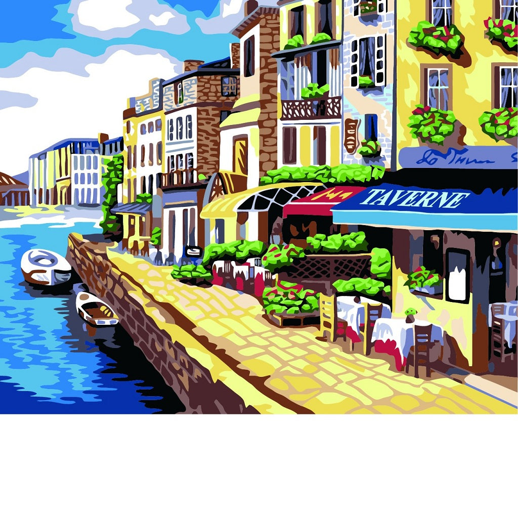 Maxbell DIY Painting By Number Kit Canvas Wall Art Painting Picture Riverside Street