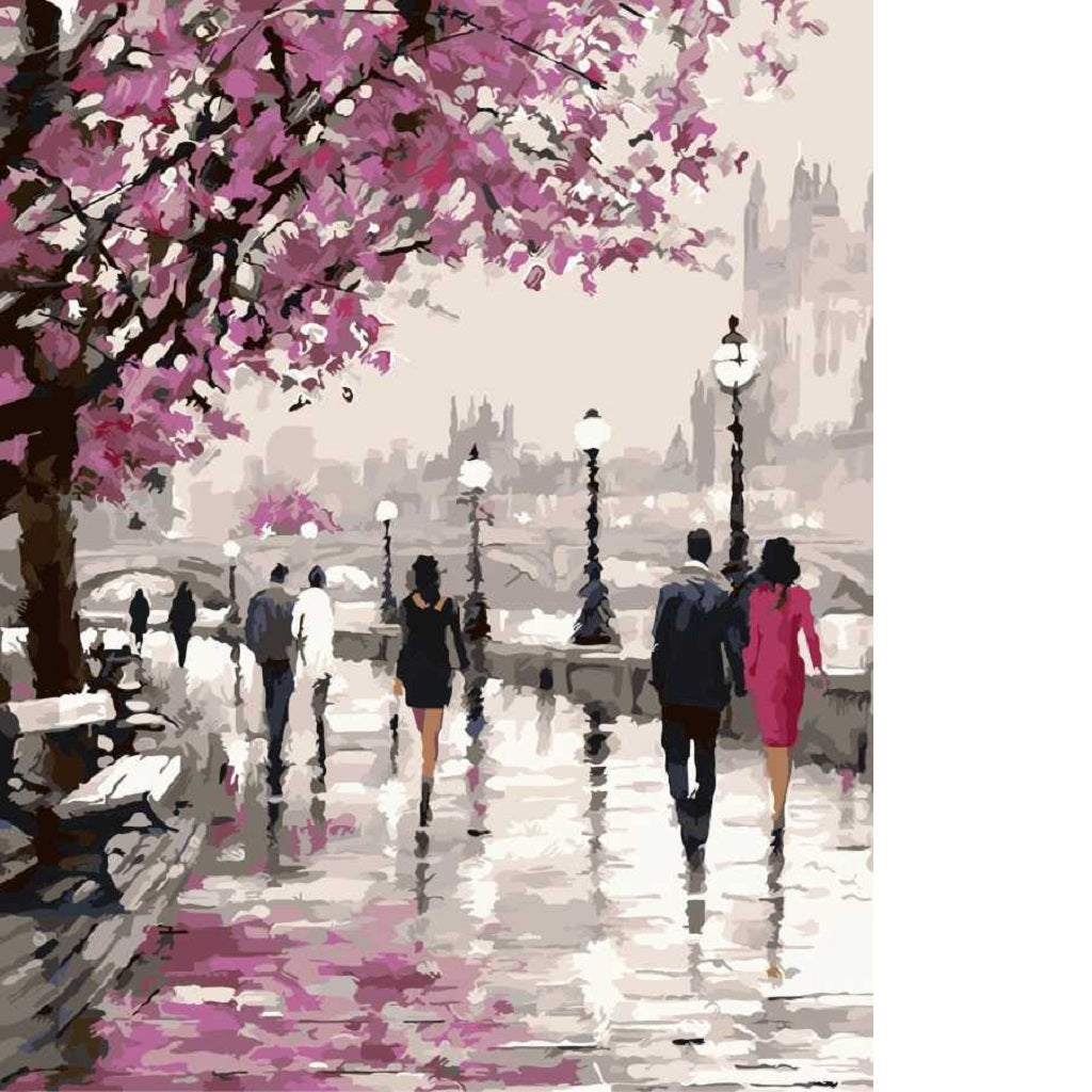 Maxbell DIY Painting By Number Kit Canvas Wall Art Painting Picture City Street