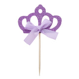 Maxbell 4/10 Pieces Birthday Cupcake Toppers Wedding Party Decor Dark Purple Crown