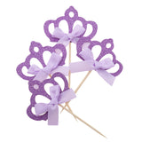 Maxbell 4/10 Pieces Birthday Cupcake Toppers Wedding Party Decor Dark Purple Crown