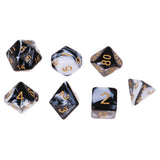 Maxbell 7PCS Polyhedral Dice 16mm for Dungeons and Dragons Party Games - Black White