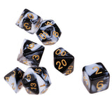Maxbell 7PCS Polyhedral Dice 16mm for Dungeons and Dragons Party Games - Black White