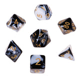 Maxbell 7PCS Polyhedral Dice 16mm for Dungeons and Dragons Party Games - Black White