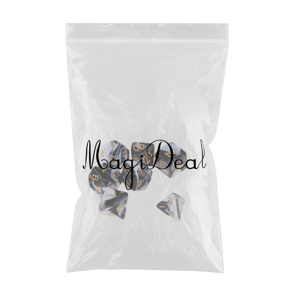 Maxbell 7PCS Polyhedral Dice 16mm for Dungeons and Dragons Party Games - Black White