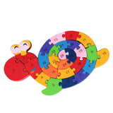 Maxbell Wooden Block Toys Alphabet Number Building Jigsaw Puzzle for Kids Children - Snail